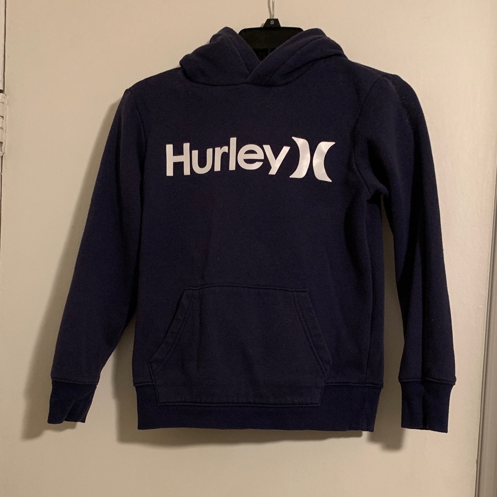 Hurley Navy Blue Hoodie with White Logo